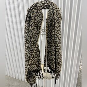 Leopard Print Scarf with Fringe